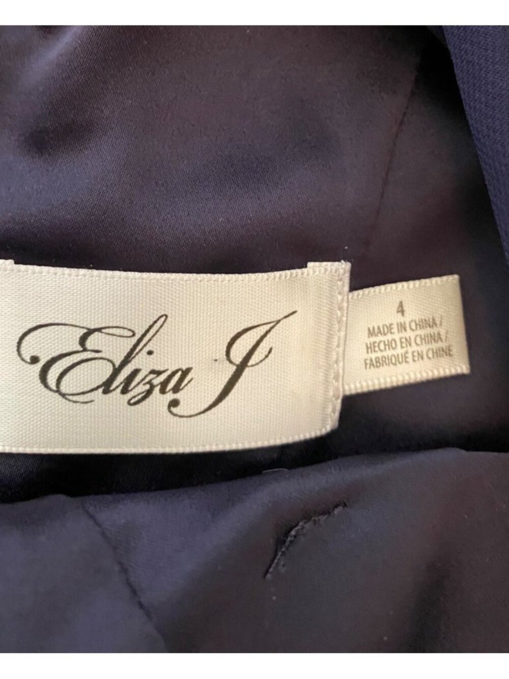 Eliza J Navy Blue Sleeveless Chiffon Evening Gown Beaded Waist Size 4 - Picture 6 of 12